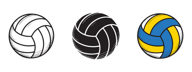 Volley ball icon symbol sign, line art, silhouette, vector illustration on white background