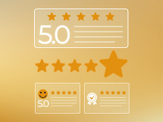 Showcasing stellar user feedback: a visual representation of customer satisfaction and exceptional rating through stars and positive affirmations