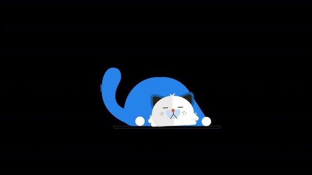 Blue Cartoon Cat Sleeping Flat Illustration is a flat design stock illustration suitable for educational visuals, tech scenes, character concepts, and creative user interface content.