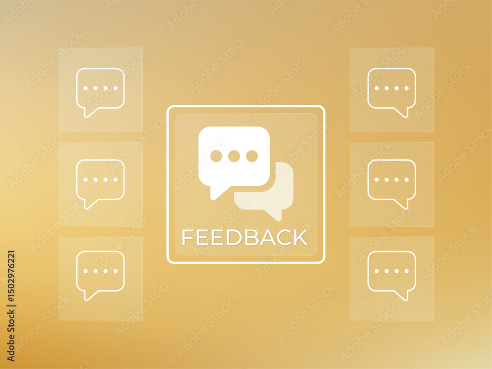 Poster conceptual image illustrating customer feedback integration and business communication channels on a