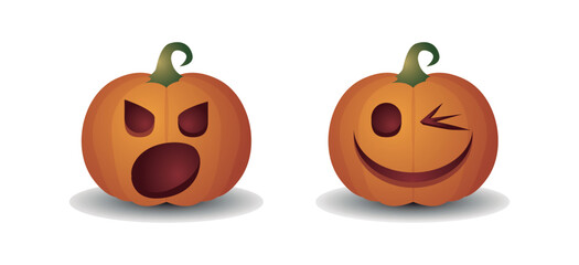 Vector Flat halloween pumpkins collection