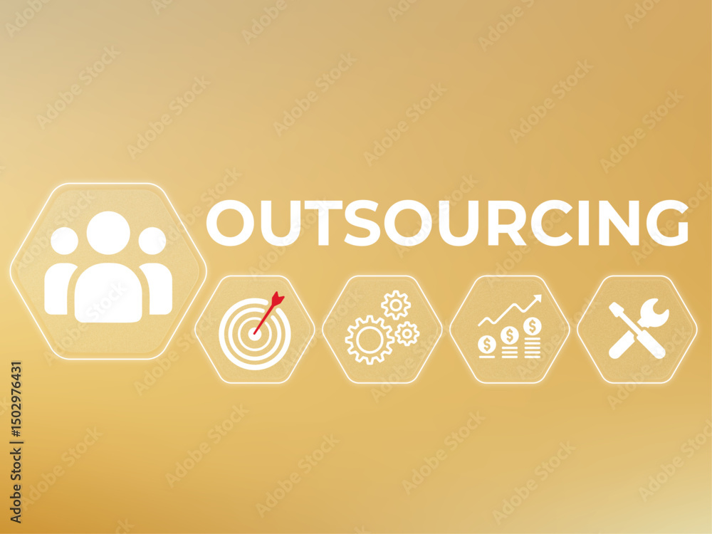 Poster business strategy concept for outsourcing tasks, highlighting streamlined processes and focusing on 