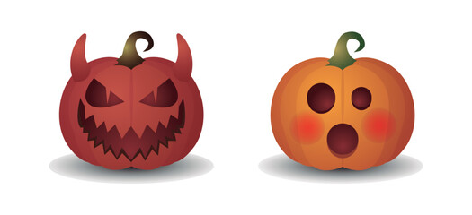 Vector Flat halloween pumpkins collection