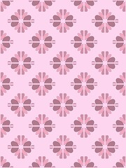 Repeating floral pattern with broken hearts, vertical