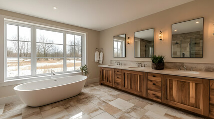 Luxury contemporary home interior design with modern kitchen and bathroom furniture