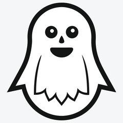 Friendly cartoon ghost halloween icon illustration