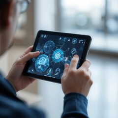 Interactive Dashboard Interface on Tablet Modern Technology and User Experience
