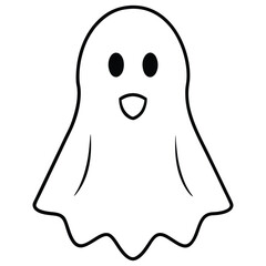 Scary Halloween ghost cartoon character vector illustration with a funny evil smile