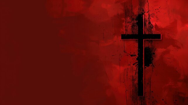 Redemptive Symbolism A Cross In Shadow And Crimson Hues