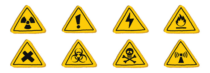 Triangle Danger Signs 2 on a White background, vector illustration.