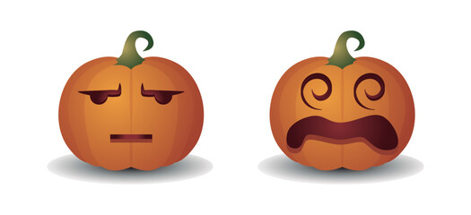 Vector Flat halloween pumpkins collection