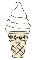 かわいいソフトクリームのベクターイラスト。デザート
