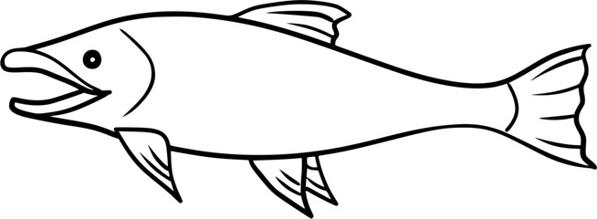 Arctic Char Line Art Vector Outline Drawing