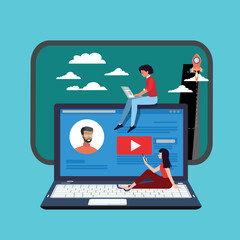 Laptop on screen with internet security concept