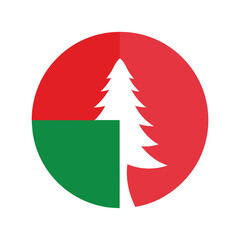 Obraz premium Red Green Circle Christmas Tree Logo