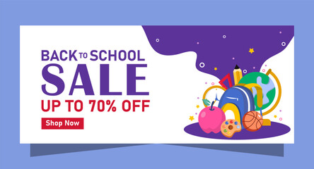 Back to school horizontal sale banner template