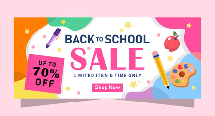Back to school horizontal sale banner template