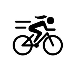 bicycle icon, cycling, healthy lifestyle, flat vector, transparent background