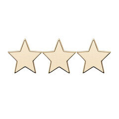 Obraz premium Three golden stars minimalist polished metal row, high fidelity, isolated transparency background