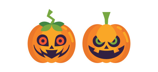 Vector Flat halloween pumpkins collection