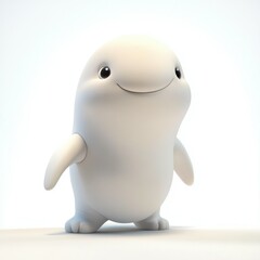 Fototapeta premium Adorable Little White Bean Figure is Friendly and Very Cute