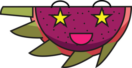 dragon fruit illustration expression star vector