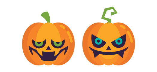Vector Flat halloween pumpkins collection