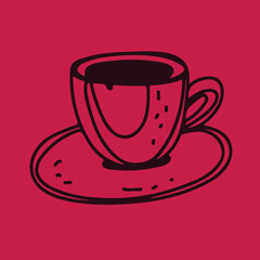 Coffee drawing, engraving, ink, line art, vector	