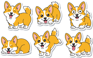 sticker pack of cute and funny corgis