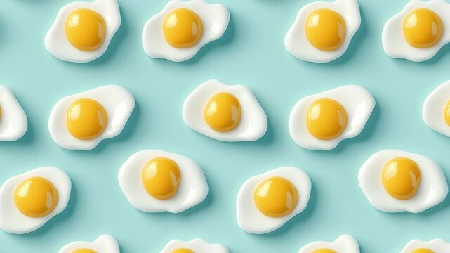 Sunny side eggs placed in smooth organic wave pattern.