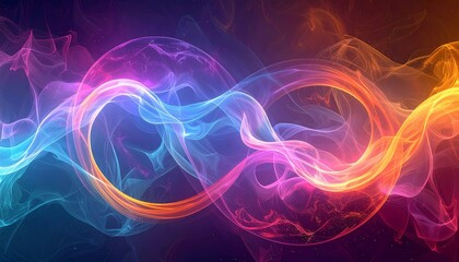 Transparent waves and lines abstract desktop wallpaper, bright meditative and colorful background