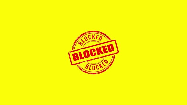 Animation of the blocked logo stamp to indicate rejection. Animated Blocked Rubber Stamp Icon.	
