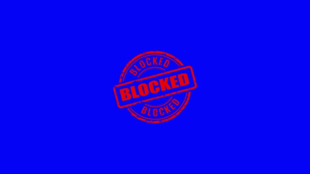 Animation of the blocked logo stamp to indicate rejection. Animated Blocked Rubber Stamp Icon.	
