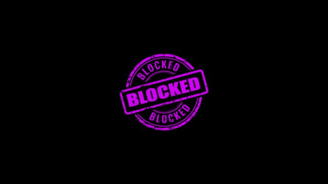 Animation of the blocked logo stamp to indicate rejection. Animated Blocked Rubber Stamp Icon.