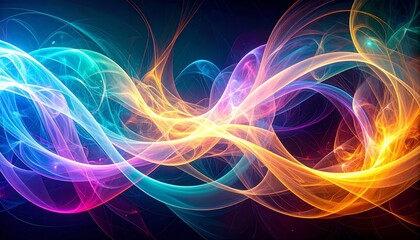 Obraz premium Transparent waves and lines abstract desktop wallpaper, bright meditative and colorful background