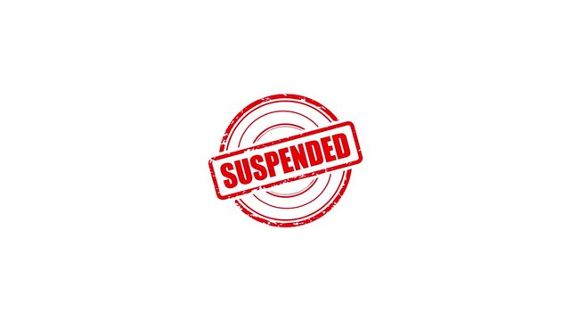 Animation of the suspended logo stamp to indicate rejection. Grunge red suspended word square rubber seal stamp zoom on  background.