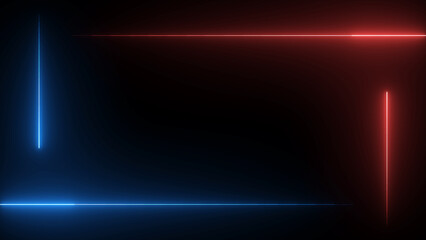 Glowing Neon light rectangle frame loading icon background in retro Square rectangle picture frame with two tone neon color motion graphic on isolated black background.	
