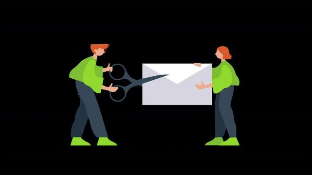 Unsubscribed From Email With Envelope Symbol is a flat design stock illustration suitable for educational visuals, tech scenes, character concepts, and creative user interface content.