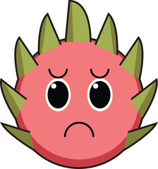 dragon fruit illustration expression sad vector