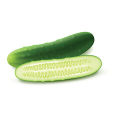 Fresh cucumber isolated on white background