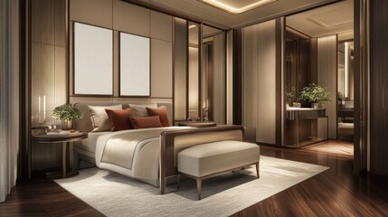 Luxurious bedroom interior with a modern design.