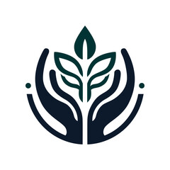 Hands holding a plant Symbol of care and nature's growth