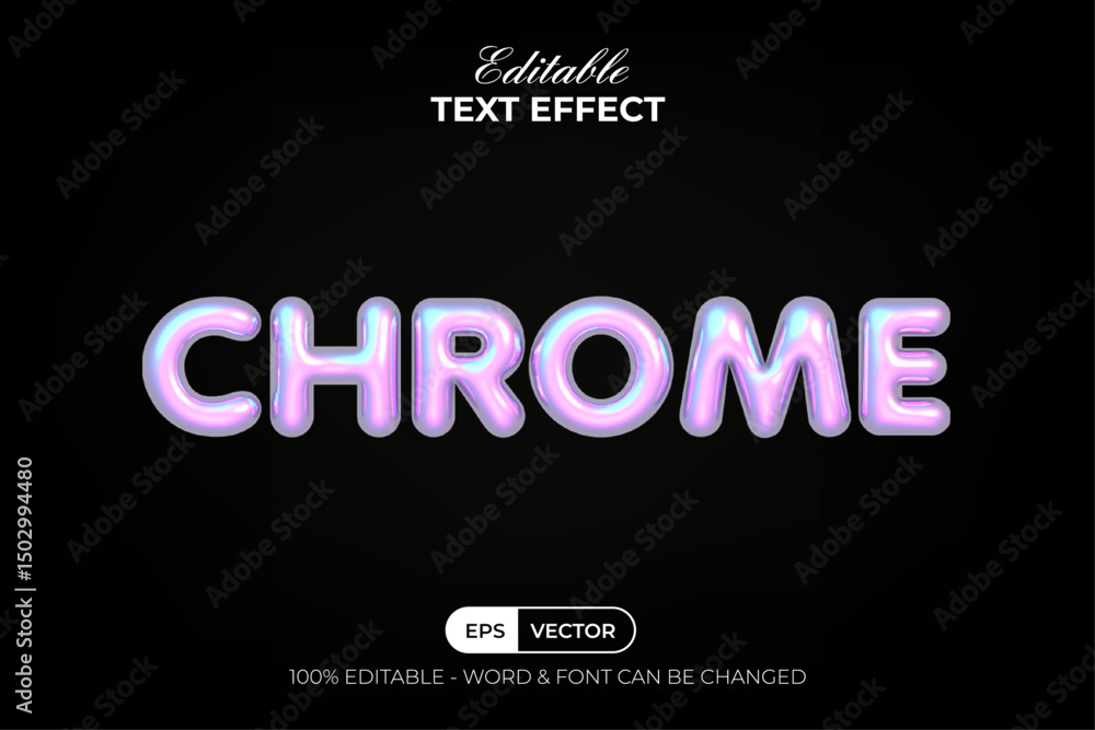 Fototapete chrome text effect holographic style. editable text effect.