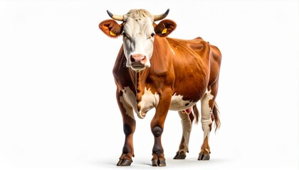 Realistic Cow Standing Isolated on White Background &ndash; Perfect for Farming and Livestock Concepts