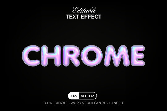 Chrome Text Effect Holographic Style. Editable Text Effect.