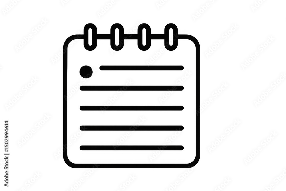 Poster simple black notepad icon with checklist and transparent background, ideal for web and mobile design
