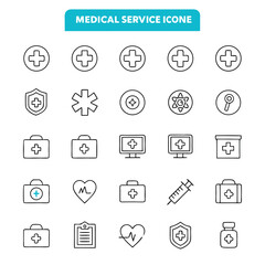 Fototapeta premium Set of Medical and Healthcare web icons in line style. Medicine, check up, doctor, dentistry, pharmacy, lab, scientific discovery, collection. Vector illustration.