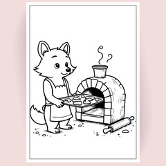 Obraz premium Fox coloring page for kids