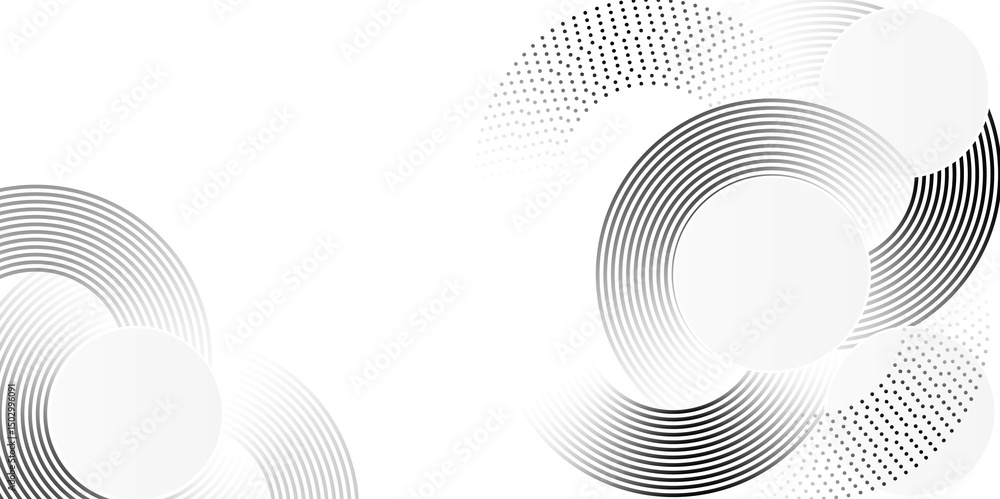 Poster modern abstract white background with black gradient circular lines. abstract futuristic circular li