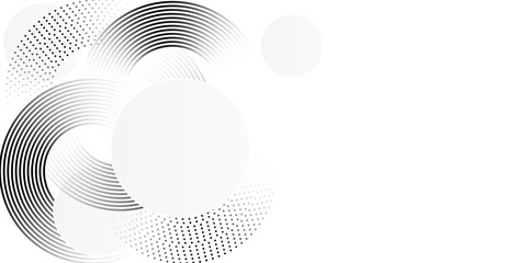 Abstract Modern white background with black gradient circular lines. Abstract futuristic circular line. 